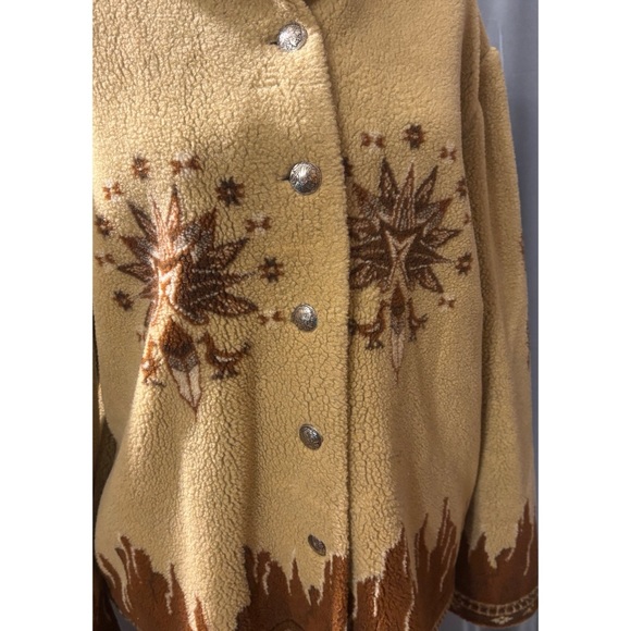 RARE VINTAGE Native American Coat Schaefer Outfitter Warm Fleece, Made USA LARGE - Picture 5 of 10